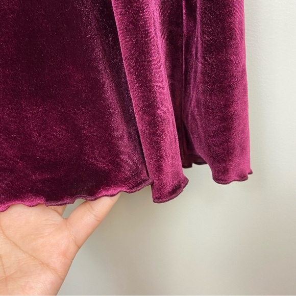 Abound Burgundy Maroon Velvet Lettuce Hem Mock Neck Longsleeve Dress Large‎ NWT - Picture 8 of 11